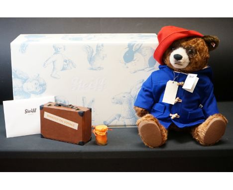 Steiff 664960 Paddington Bear with certificate no.74, approx. 60cm tall, with suitcase, marmalade jar &amp; sandwich, boxed a