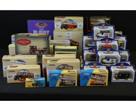 37 Boxed diecast models to include Corgi Vintage Glory of Steam 80010, 12 x Corgi, Lledo featuring Dad's Army set of six and 