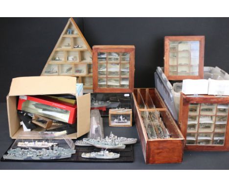 Very large collection of metal &amp; plastic model ships, mainly miniature examples, condition varies 