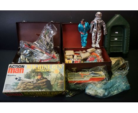 Action Man - Boxed Palitoy Action Man Machine Gun Emplacement (appears complete, tatty box), together with 2 x Palitoy Action