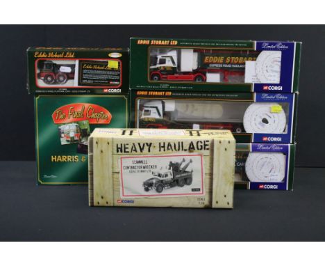 Six boxed ltd edn Corgi Eddie Stobart 1/50 diecast models to include Heavy Haulage CC12306 Scammell Contractor Wrecker, CC132