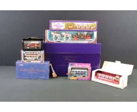 Nine Boxed / cased diecast models, mainly royalty related, to include 4 x Corgi examples (CC09901 State Landau 1:40, 36712 Th