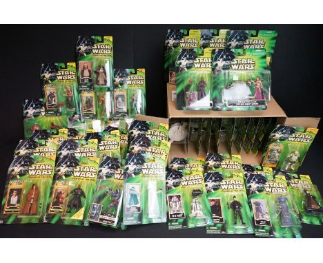 Star Wars - 49 Carded Hasbro Power Of The Jedi figures to include Luke Skywalker In Echo Base Bacto Tank, Saesee Tiin, K-3PO,