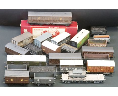 23 O gauge items of kit built rolling stock featuring trucks and vans, plastic &amp; metal constructions, overall very well m