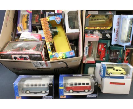 Around 90 boxed diecast models to include Welly, Britains, ERTL, Maisto, Corgi, Motor Max, Matchbox, Saico, Siku, Hornby and 