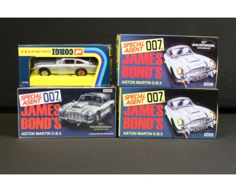 Three boxed Hornby Corgi James Bond diecast models to include 2 x 04203 Aston Martin DB5 and a sealed 04206 Aston Martin DB5 