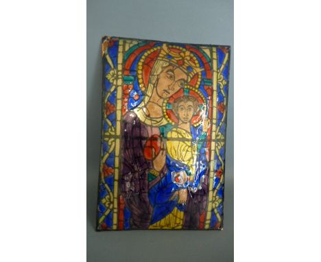 An enamel plaque - Mother and child