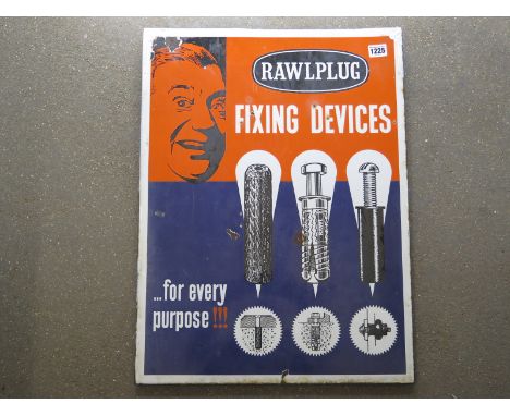 An enamel advertising sign for Rawlplug - 61cm x 46cm Condition report: Some chips and touching up 