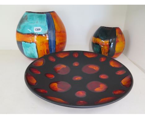 Three pieces of Poole pottery including a Galaxy 42cm bowl - all in good condition