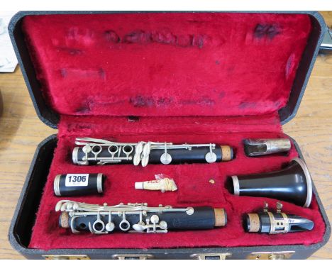 A French Cousnon clarinet with case