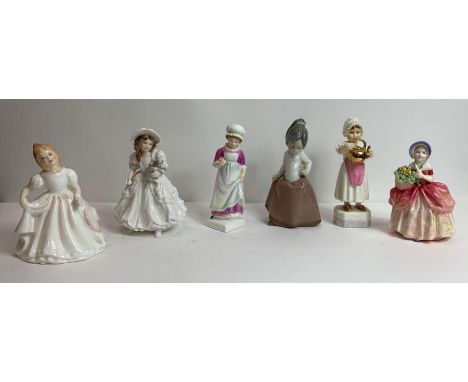 A collection of six Royal Doulton, Worcester figures and Nao figures 