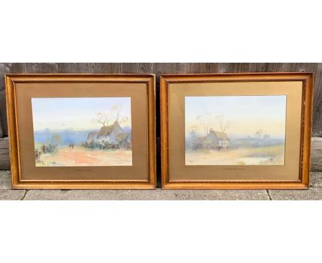 A pair of early 20th century gouache painting, each signed R Cooper and titled "after the storm" and A Devonshire Cottage, 26
