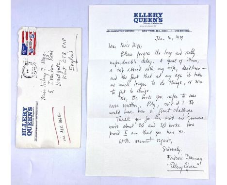 Queen, Ellery [pseud. Frederic Dannay & Manfred Bennington Lee]. An autograph letter signed by Frederic Dannay on Ellery Quee