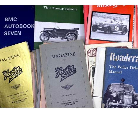 Automobilia. A small collection of literature including BMC Autobook Seven, 1968, Austin Seven magazines, and MG &amp; Morgan