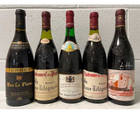 Rhone red wines. Hermitage La Chapelle, P. Jaboulet Aine 1982; Chateauneuf du Pape, P. Usseglio &amp; Fils 1998; Chateauneuf 
