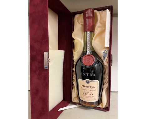 Martell Extra Cordon Argent cognac, 70cl, 43%, in red suede effect gift box with key