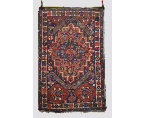 Seichur rug, Kuba region, north east Caucasus, circa 1920s-30s, 6ft. 11in. X 4ft. 5in. 2.11m. X 1.35m. Overall wear with corr