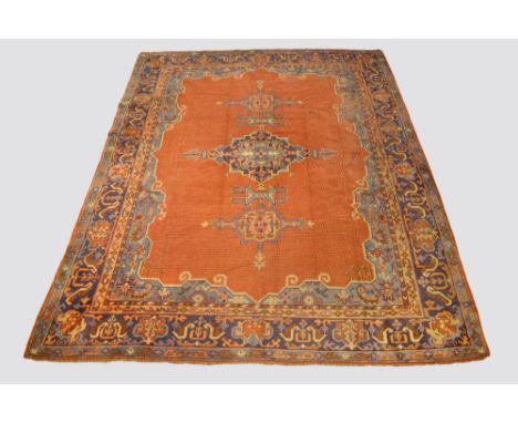 Ushak carpet, west Anatolia, circa 1930s-50s, 11ft. 8in. X 9ft. 2in. 3.56m. X 2.80m. Overall wear, heavier in some places; so