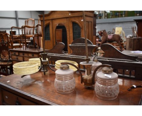 Two vintage glass ceiling light fittings