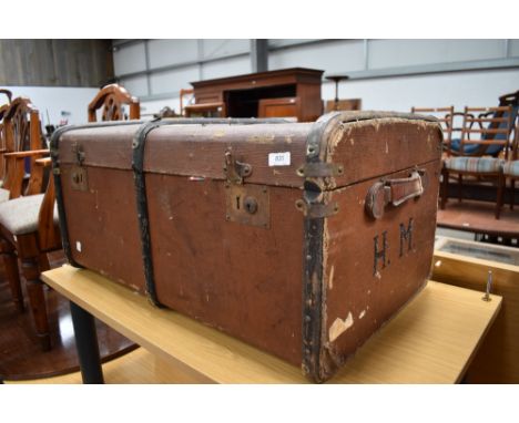 A vintage steamer trunk.
