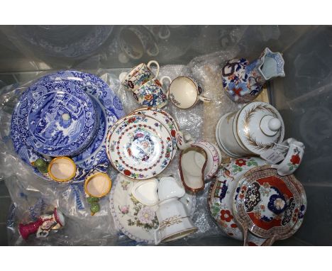 Mixed ceramics, to include a Stone China coffee pot, Copeland Spode Italian saucers and plates, Victorian pink lustre cream j