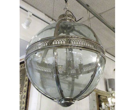 GLOBE LANTERN, with glazed panels, approx 87cm H. 