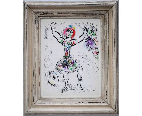 MARC CHAGALL 'The Juggler', original lithograph, 1960, Mourlot ref: 290, 32cm x 25cm, framed and glazed.