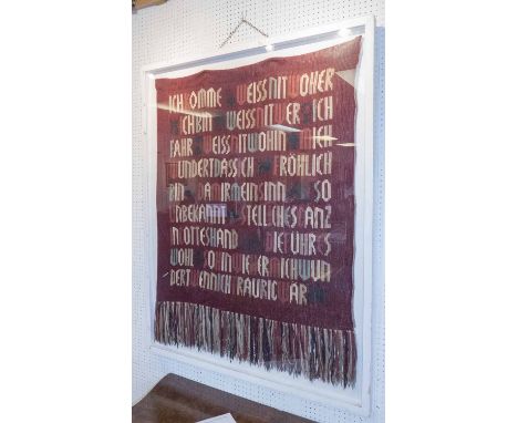 GERMAN RELIGIOUS TAPESTRY, 136cm x 106cm, framed and glazed.