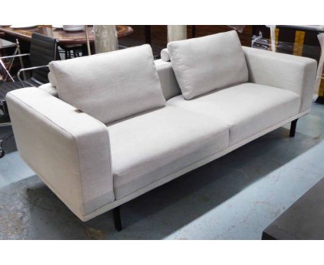 SOFA, contemporary ivory fabric finish, 220cm W.