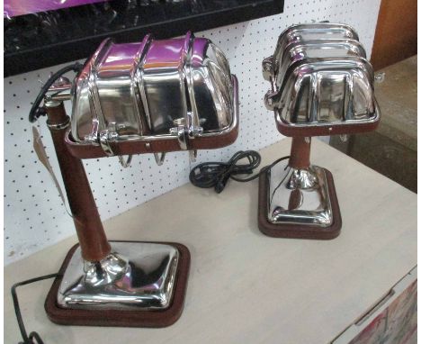 DESK LAMPS, a pair, vintage American style with leathered detail, 41cm H. (2)