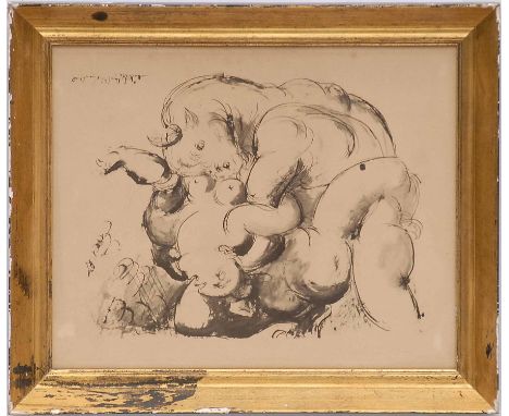 PABLO PICASSO 'Minotaure et Femme', pochoir lithograph, 1975: Euroart, with stamped signature, framed and glazed.   (Subject 