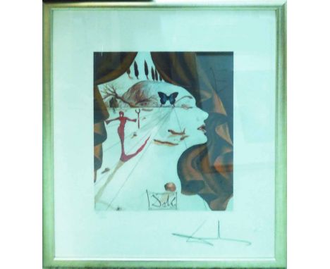 SALVADOR DALI 'Portrait of Katharina Cornell', lithograph on BFK Rives paper, signed in the plate, with artist's blind stamp,