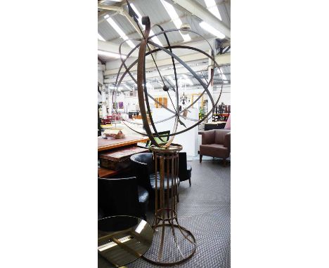 GRAND COUNTRY ESTATE GARDEN ARMILLARY SPHERE, vintage hand wrought iron design, two sections, 201cm H x 99cm.