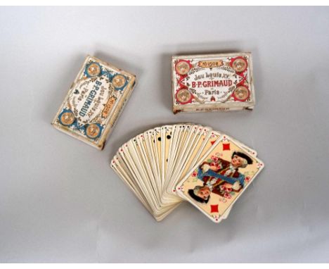 Two sets of 19th century playing cards of Louis XV, by B-P.Grimaud