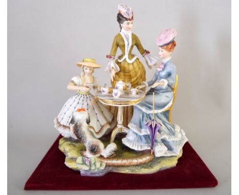 Limited edition Royal Worcester figure group 'The Tea Party' from the Victorian Series modelled by Ruth Esther van Ruyckevelt