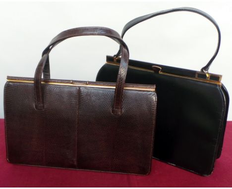 A vintage reptile skin bag with metal clasp, inside pockets and suede purse. Beautiful as new condition. A further vintage bl