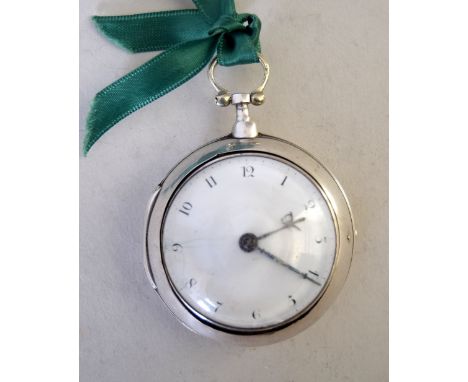 A George III silver pair cased verge pocket watch, signed Peter Homan, London No.24360, hallmarked London 1794, enamel dial w