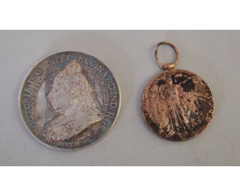 A Victorian silver commemorative medallion, by Spink & Son, commemorating the Diamond Jubilee 1837-1897 Army and Navy, 5cmDia