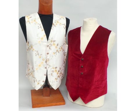Selection of vintage and more modern waistcoats in silk, cotton and velvet. All large sizes. Good overall condition. (4)