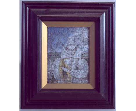 Bruce Winston Hafley (Georgia, 1920-2011) Portrait of a lady in Elizabethan costume with 'Say Cheese' inscribed in the ribbon