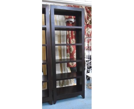 TALL OPEN BOOKCASE, with pull out shelf and frieze drawer to base, 75cm x 213cm H x 40cm.