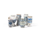 A GROUP OF CONTINENTAL BLUE AND WHITE APOTHECARY JARS, 17TH-19TH CENTURY