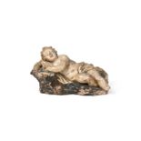 AN ITALIAN BAROQUE COLD PAINTED TERRACOTTA MODEL OF A PUTTO, LATE 17TH OR EARLY 18TH CENTURY