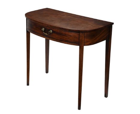 A GEORGE III 'FIDDLE BACK' MAHOGANY DEMI LUNE SIDE TABLE  CIRCA 1790 76cm high, 81.5cm wide, 44cm deep(This lot is offered wi