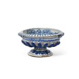A FRENCH FAIENCE PEDESTAL BOWL, POSSIBLY NEVERS, LATE 17TH CENTURY