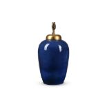 A CHINESE POWDER-BLUE VASE ADAPTED AS A LAMP, QING DYNASTY