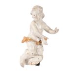 A NORTH ITALIAN, POSSIBLY GENOESE, LARGE BAROQUE WOODEN PUTTO, LATE 17TH CENTURY