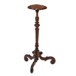 Y A CARVED EXOTIC HARDWOOD TORCHERE STAND, POSSIBLY DUTCH EAST INDIES, 18TH CENTURY