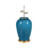 A CHINESE HIGH-FIRED GLAZED VASE FITTED AS A LAMP, 19TH OR 20TH CENTURY