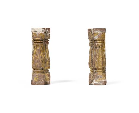 A PAIR OF INDIAN CARVED PINK SANDSTONE ARCHITECTURAL ELEMENTS  19TH CENTURY Possibly sections from a larger entablature relie